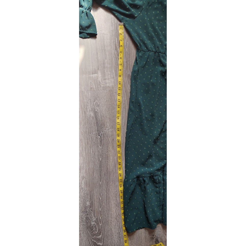 Bloomchick 22-24 Raised Embroidered Print Pocket Layered Hem Dress Green Pockets - Picture 9 of 11